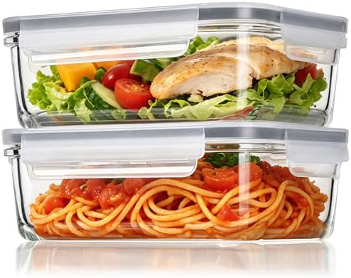 Vtopmart 2Pack 30oz Meal Prep Container Glass with Lids