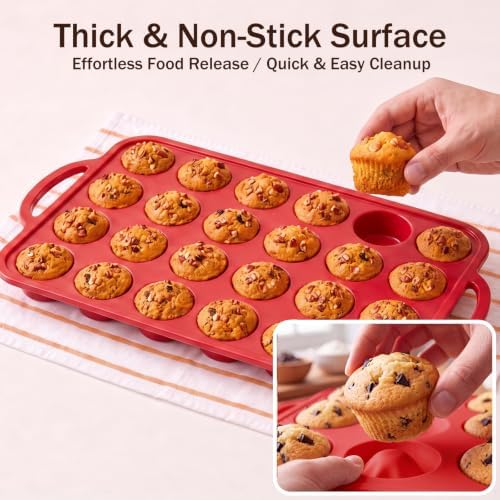 Silicone Mini Muffin Pans for Baking, 24-Cup Nonstick Cupcake Pan