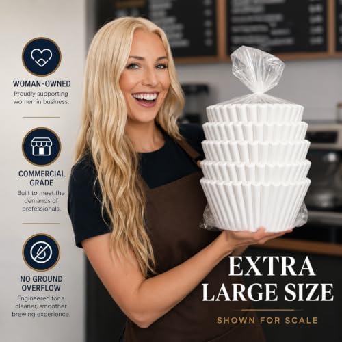 Katy’s Extra Large Commercial Coffee Filters (12.5” x 4.5”) for BUNN, Fetco & Curtis 1.5–3 Gallon Coffee & Tea Machines - Tall Walls, No Ground Overflow - Premium Filters for Businesses (Bulk Pack)