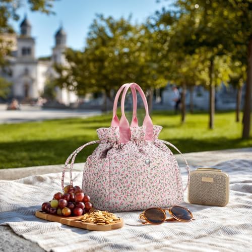 Yarnic Lunch Bag Women Insulated Lunch Box with Water Bottle Holder