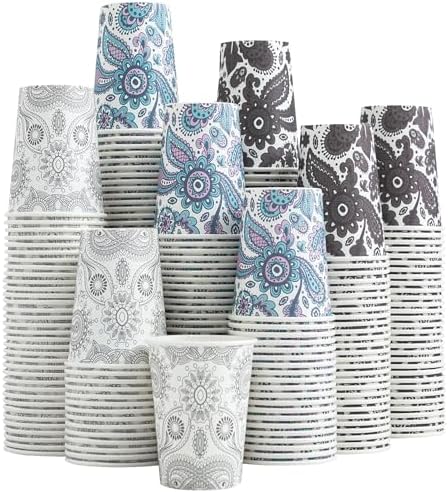 Clawsoff 300 Pack Paper Cups 8 oz, Disposable Coffee Cups 8 OZ (Paisley)