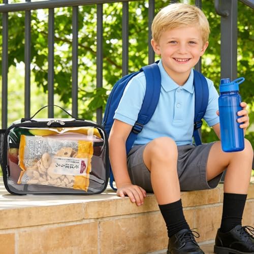 FlowFly Kids Lunch box Insulated Soft Bag Mini Cooler Back to School Thermal Meal Tote Kit for Girls, Boys,Clear