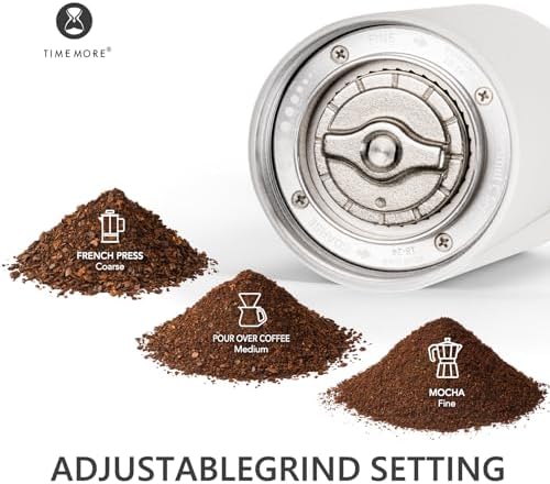 TIMEMORE Chestnut C2S Manual Coffee Grinder Capacity 25g with CNC Stainless Steel Conical Burr, Internal Adjustable Setting, Double Bearing Positioning, Hand Grinder (White)