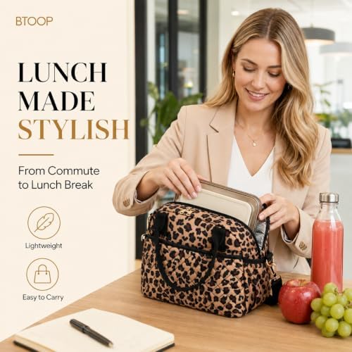 BTOOP Lunch Box for Women, Quilted Insulated Lunch Bag with Shoulder Strap