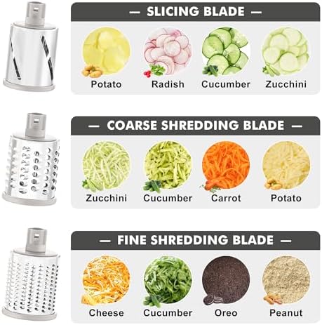 GDL Cheese Grater Hand Crank, Rotary Cheese shredder, Vegetable Slicer