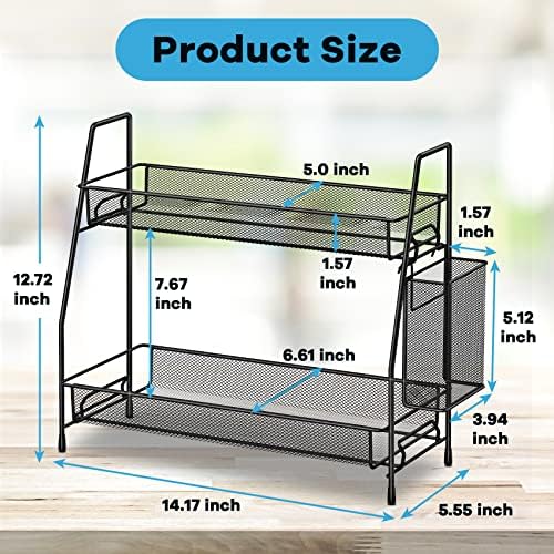 Bathroom Organizer Countertop, Spice Rack Organizer for Cabinet,Black