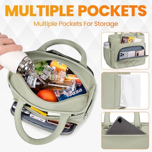 Artelaris Lunch Bag Women, Adult Insulated Lunch Box, Leakproof Lunch Cooler Bag, Reusable Large Lunch Cooler for Work, Picnic, Travel (Green)
