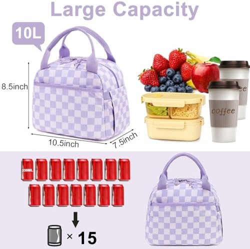 Bluboon Lunch Bag for Women Men Cute Corduroy Lunch Tote Bags Reusable Insulated Lunch Box Large Capacity Reusable Insulated Cooler for Work Picnic or Travel