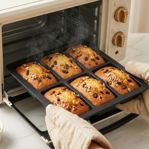 Silicone Mini Bread Loaf Pan Set of 2, 6-Cavity Baking Molds