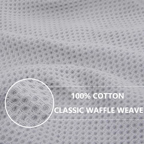 Homaxy 100% Cotton Waffle Weave Kitchen Dish Towels 12-Pack, Light Gray