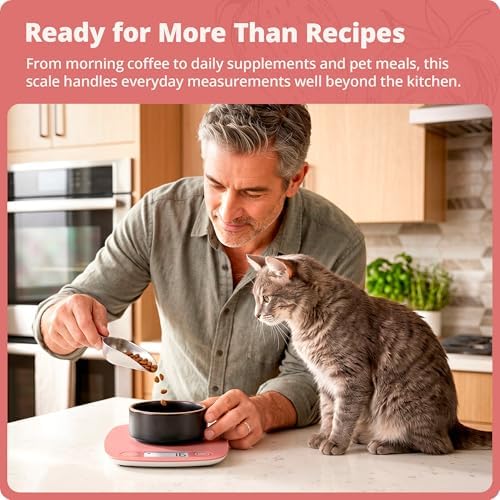 Greater Goods Food Scale, Slim & Compact Build, 1g Precision (Coral Pink)