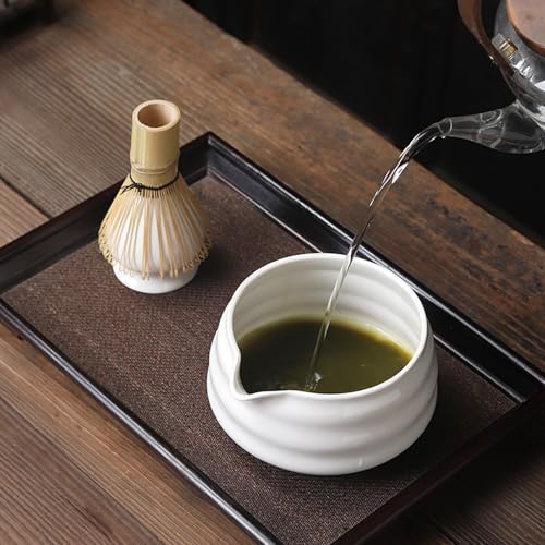Ceramic Matcha Whisk Holder Stand for Bamboo Matcha Chasen (White)