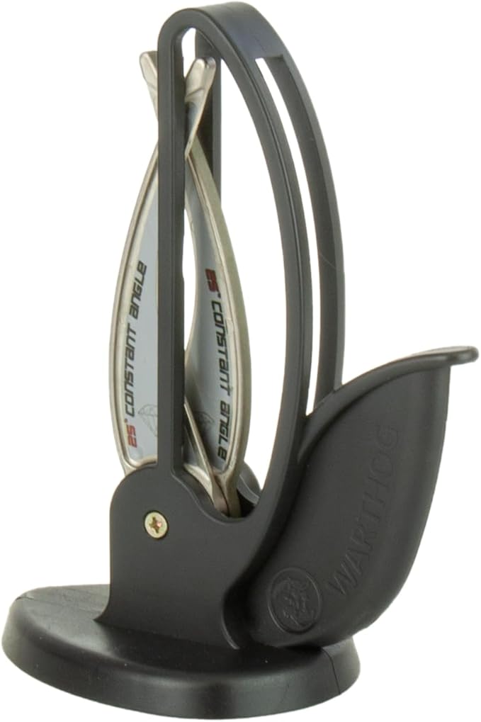 Warthog V-Sharp CURVE Professional Knife Sharpener System, 25 Degree Angle Knife Sharpener, 325 Grit Diamond Hones, Kitchen Tools, Easy to Use, Lightweight, No Adjustments, Ultra Compact, Black
