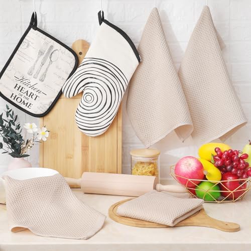 Homaxy 100% Cotton Waffle Weave Kitchen Dish Cloths 24-Pack, Beige