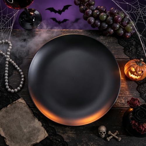 ejonirinjonir 80pcs 10.25in Heavy-Duty Black Plastic Plates for Dinner