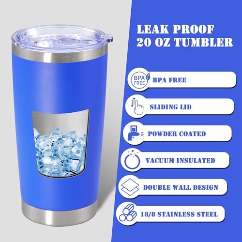 20 oz Tumbler Insulated Tumblers Stainless Steel Coffee Mug,DarkBlue 6PCS