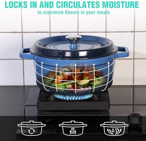HAUSHOF 5.3QT Enameled Cast Iron Dutch Oven, Non-Stick Pot