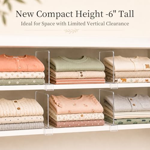 SortNStore Small Shelf Dividers Purse Organizer: 6" Tall (Shorter Version)