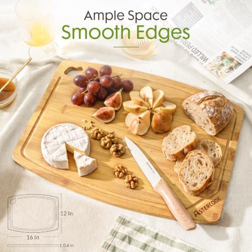 Astercook Large Bamboo Cutting Board for Kitchen