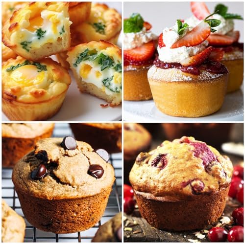 CAKETIME Silicone Muffin Pans for Baking, 2 Packs Jumbo 6 Cups and Mini 24 Cups for Baking Muffins, Cupcakes, Egg Bites, and Frittatas