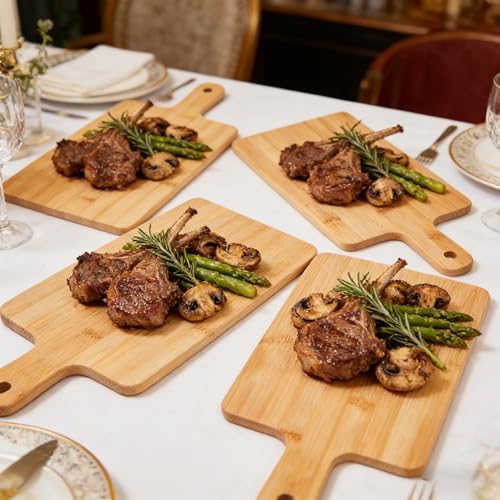 6pcs Wood Cutting Boards Bulk with Handle for Kitchen, 15x7 inch