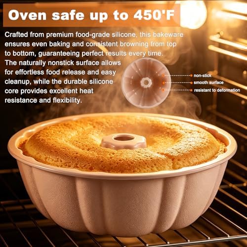 Non-Stick Rectangular Cake Pan - 10.5 Inch Baking Pan for Cakes, Brownies, and Bars - Durable Carbon Steel with Premium Coating (Pink, Round)