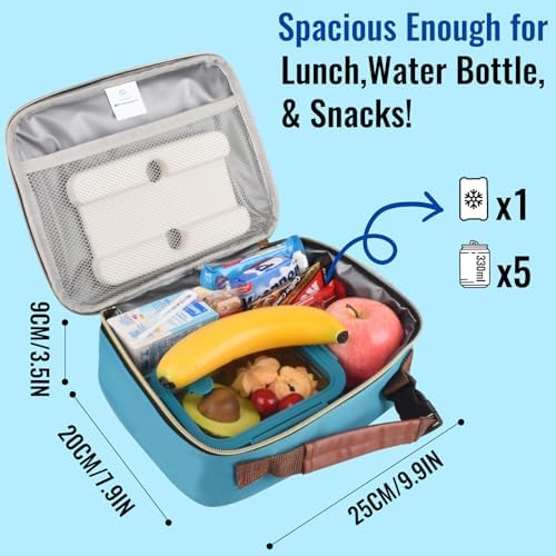 Genteen Lunch Box for Kids, Boys - Insulated Small LunchBox Reusable, Zip Closure & Buckle Handle, Portable Cooler for Work, School, Travel (Light Green)