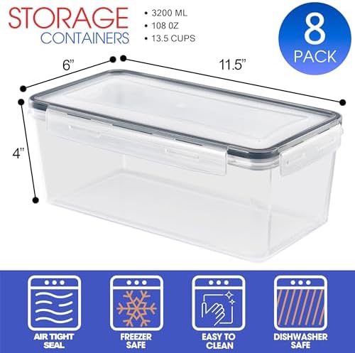 Sorbus Airtight Food Storage Containers, Plastic Pantry Bins (8 Pack)