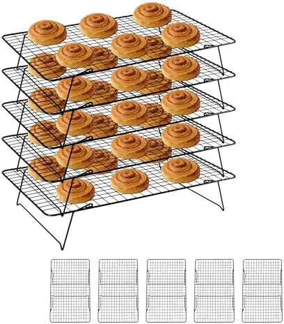 Cooling Rack 16"x10", 5-Tier Stackable & Collapsible Cooling Racks