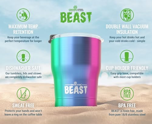 Beast 10 oz Tumbler Stainless Steel Vacuum Insulated Coffee Ice Cup Double Wall Travel Flask (Rainbow)