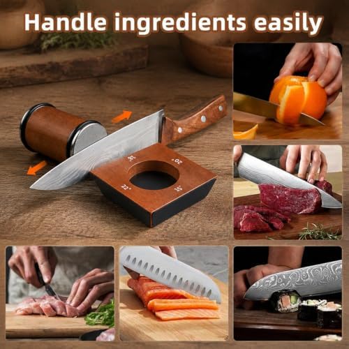 Rolling Knife Sharpener for Ultra Razor Sharp Edges Knife Sharpening Kit, Rolling Knife Sharpener Kit with Diamond and Stainless Steel Disc for Sharpening and Honing, 15°/18°/20°/22°