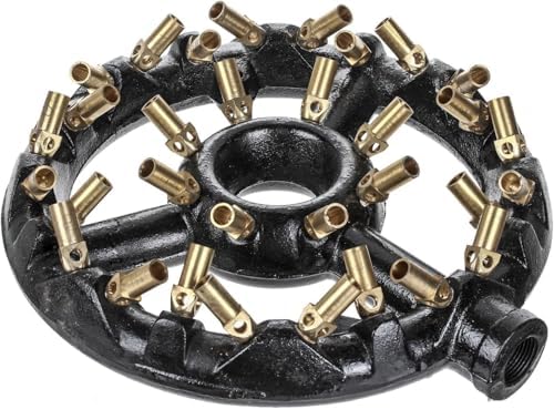 DuraSteel Natural Gas Jet Burners For Chinese Wok Range - Cast Iron Body Round Nozzle 32 Brass Tips Large Wok Burners Head - Up to 100,000 BTU - Natural Gas Burner Outdoor Wok Burner Indoor Kitchen