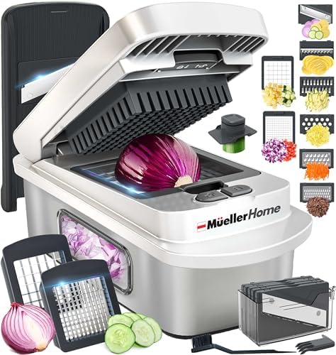 MUELLER HOME Pro-Series 10-in-1, Stainless Steel Multi Vegetable Chopper