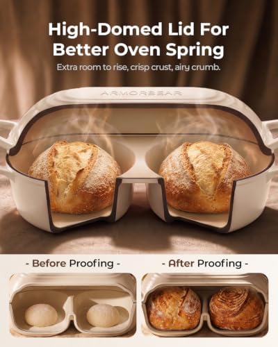 Sourdough Bread Baking Kit with Double Loaf Cast Iron Bread Pan, White