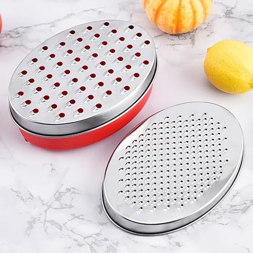 Kunovo Cheese Grater With Airtight Storage Container,cheese shredder&vegetable grater，Box Grater (1-Red)