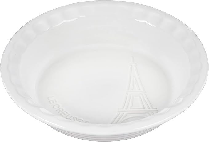 Le Creuset Eiffel Tower Collection Stoneware Pie Dish, 9", White