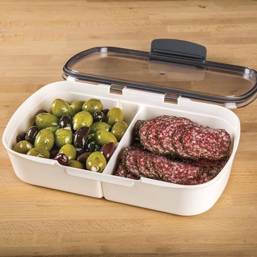 ProKeeper Split Deli Food Storage Container with Air-Tight Silicone Seal and Dry Erase Compatible Lid, 11.75 (Pack of 2)