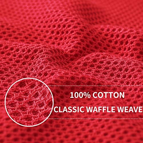 Homaxy 100% Cotton Waffle Weave Kitchen Dish Towels 4-Pack, Red