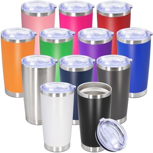 20oz Tumbler Stainless Steel Tumbler Coffee Tumbler with Lid Mix, 12P