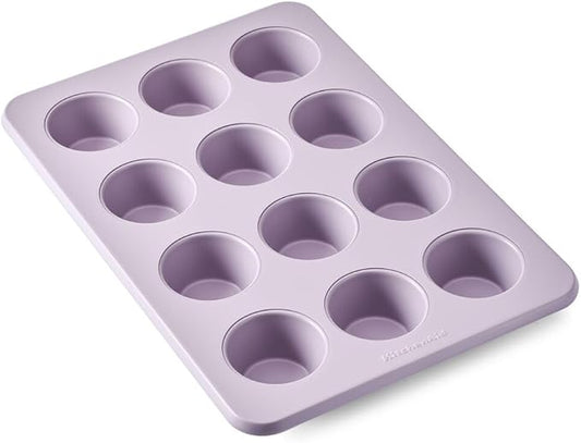 KitchenAid 12-Cup Nonstick Swiss Engineered Aluminized Steel Muffin Pan, Dishwasher Safe, Wildflower