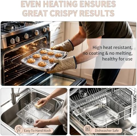 TeamFar Stainless Steel Baking Sheet with Rack Set, 12.5"x 9.5"x1"