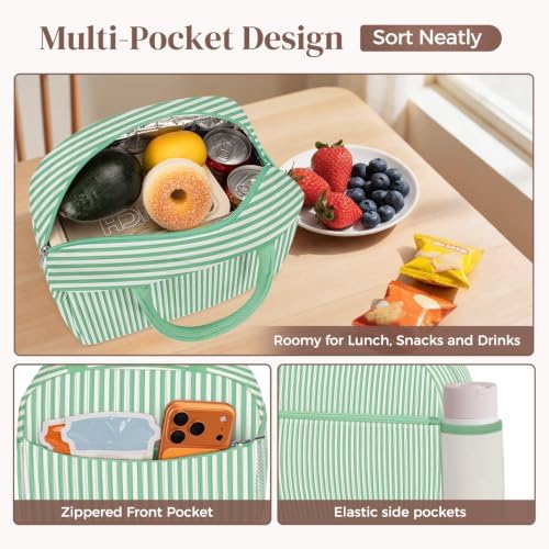 DALINDA Corduroy Lunch Bag Lunch Box for Women Men,Cute Insulated Lunch Bags,Water-Resistant Cute Cooler Lunch Tote Bag, Reusable LunchBox Large Capacity for Work Travel Picnic