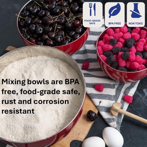 WHYSKO Stainless Steel Mixing Bowls Set, 3-Piece with Silicone Base