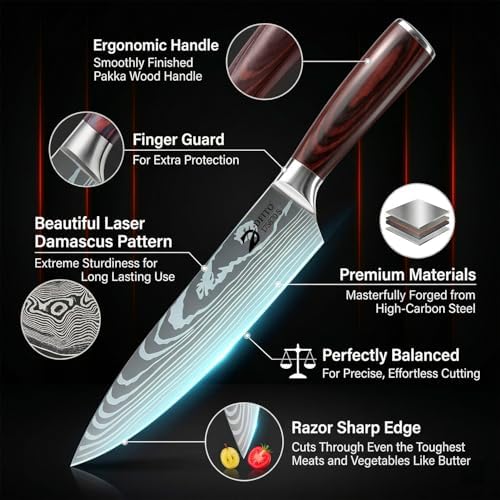 Dfito Kitchen Knife Set 5 Pieces, Professional Chef Knives Set Gift Box