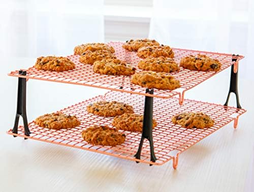 Nordic Ware Stackable Cooling 2 Copper Racks Plus 4 Snap-On Legs, 16.875 in × 11.5 in × 0.75 in