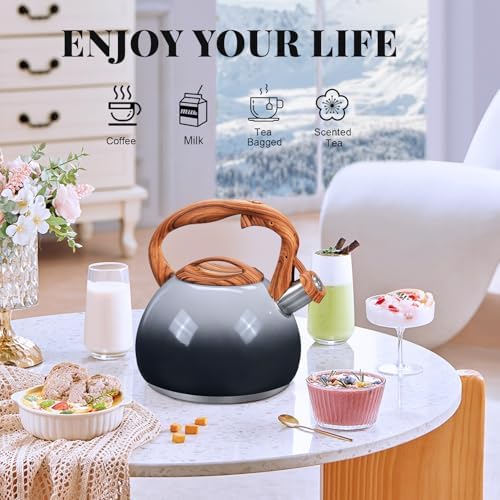 GGC Whistling Tea Kettle for Stove Top, 3.2QT/3L Stainless Steel Tea Kettle