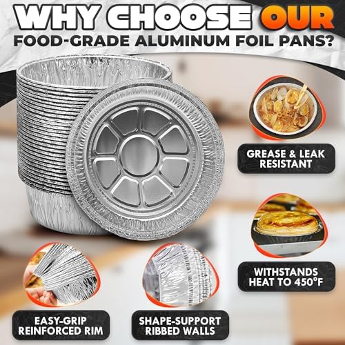 LEGLO Round Foil Cake Pans 50 Pack, 6 In Disposable Aluminum Baking Pans