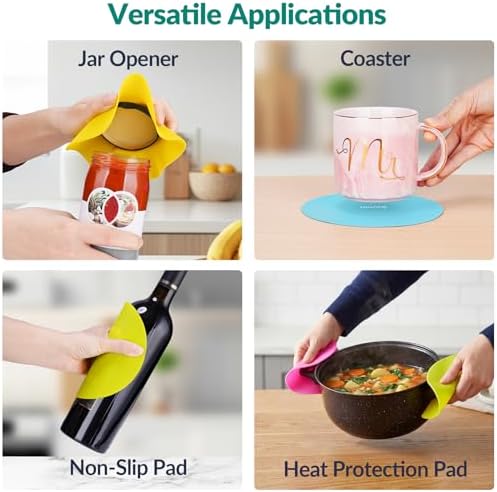 NiHome Silicone Jar Opener Gripper Pads, 6 In for Seniors, Fluorescent, 4PC