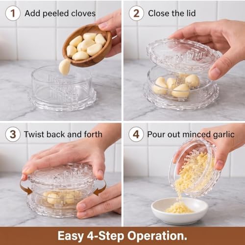 Garlic Mincer, 2 Pack Manual Garlic Twister and Crusher for Garlic, Ginger, Herbs, Easy-Clean