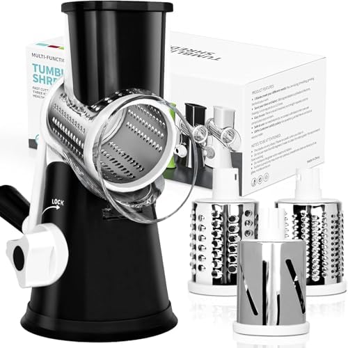 X Home Rotary Cheese Grater for Kitchen, Black